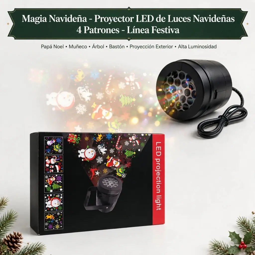 Proyector LED de Luces Navideñas 4 Patrones