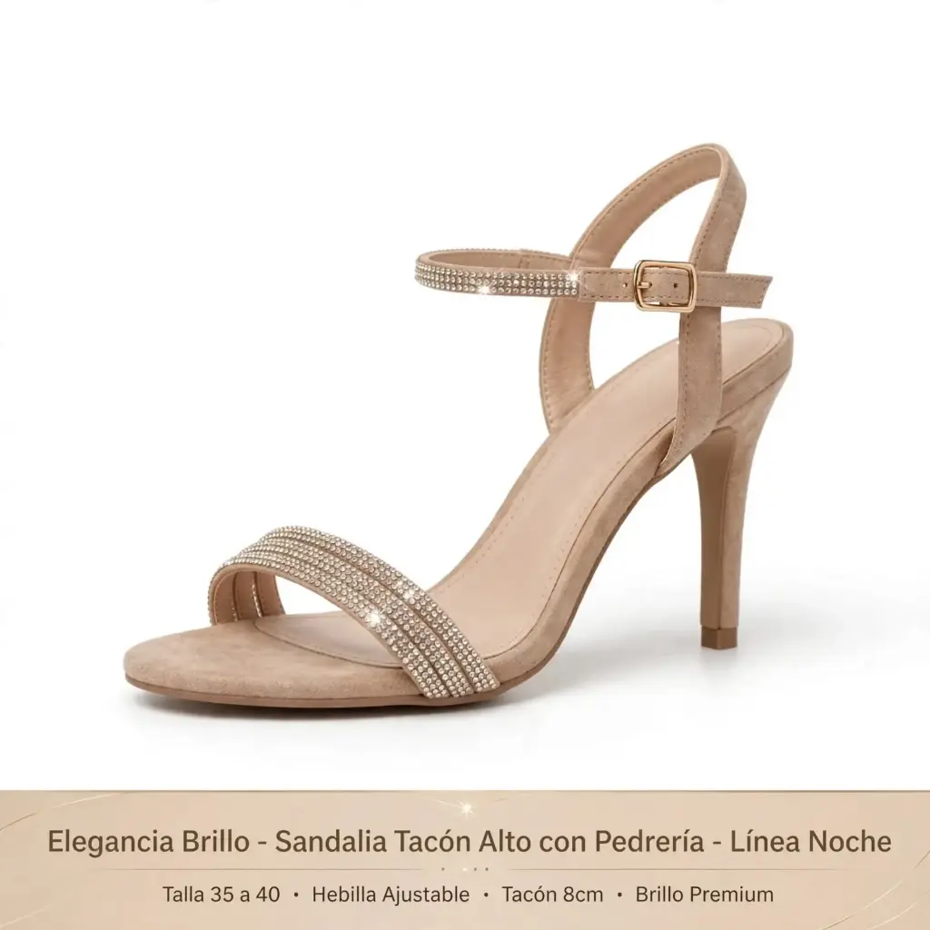 Sandalia Tacón Alto con Pedrería