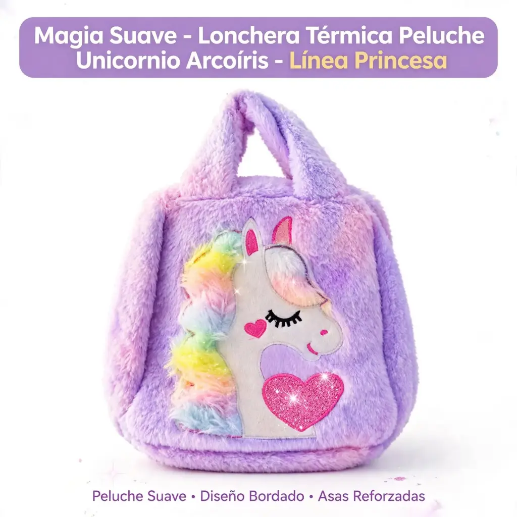 Lonchera Térmica Peluche Unicornio Arcoíris